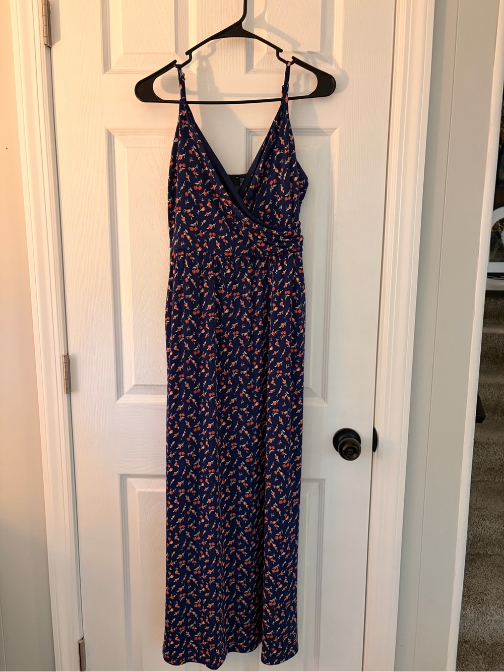 Muse Navy Maxi Dress with Coral Floral Print - Women